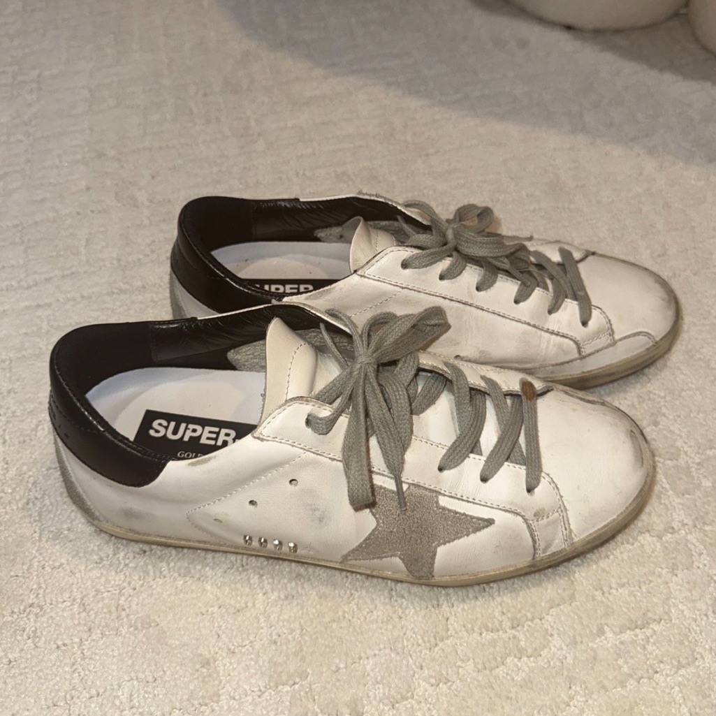 Golden Goose White And Black Superstar Sneakers
